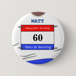 60th Birthday Badge for a Runner (White Top)