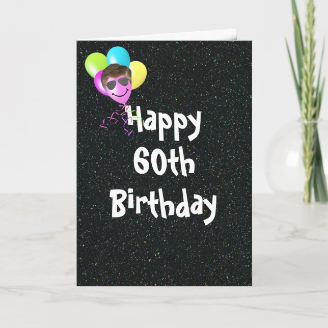 60th Birthday Balloons with Aviator Sunglasses   Card (Front)