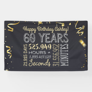 60th Birthday Banner - 60 Years in Hours & Seconds
