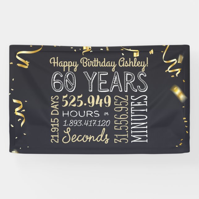 60th Birthday Banner - 60 Years in Hours & Seconds (Horizontal)