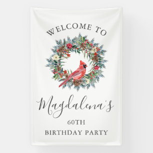 60th Birthday Banner Red Cardinal Custom Welcome
