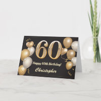 60th Birthday Black and Gold Balloons Birthday