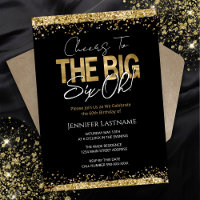 60th Birthday Black and Gold Invitation