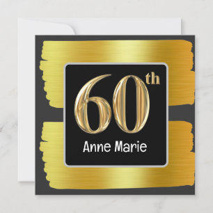60th Birthday black and gold theme Invitation