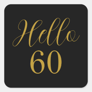 60th Birthday Black Gold Birthday Party Square Sticker
