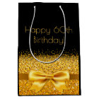 60th birthday black gold bow