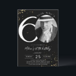 60th Birthday Black Gold Invitation with Photo<br><div class="desc">60th Birthday Black Gold Invitation Card with Photo is a part of the Wedding collection. This product features customisable photo section gold glitter sparkles. Done with decorative fonts. Explore more matching products in our store.</div>