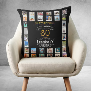 60th Birthday Black Gold Legendary Photo Cushion