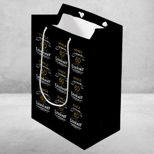 60th Birthday Black Gold  Legendary Retro Medium Gift Bag
