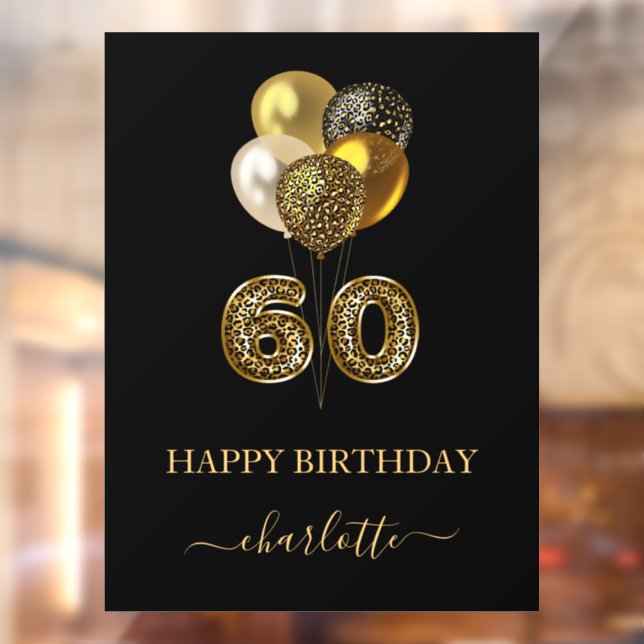 60th birthday black gold leopard name script (Sheet 2)
