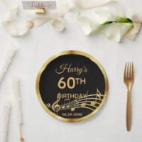 60th birthday black gold music notes men guys