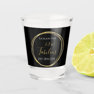 60th Birthday Black Gold Personalised Party Favour Shot Glass