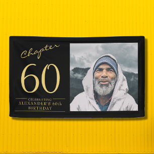 60th Birthday Black Gold Photo Banner