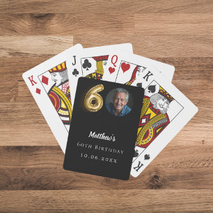 60th birthday black gold photo playing cards