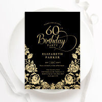 60th Birthday Black Gold Roses