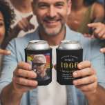 60th Birthday Black Gold With Photo Can Cooler<br><div class="desc">Personalised Birthday add your name and year can cooler with your photo on the rear. Edit the name and year with the template provided. A wonderful custom birthday party accessory. More gifts and party supplies available with the "setting standards" design in the store.</div>