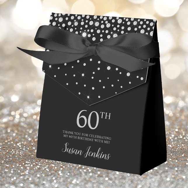 60th Birthday Black Sparkly Thank You Favour Box (Creator Uploaded)