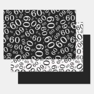 60th Birthday Black & White Number Pattern 60 Wrapping Paper Sheet