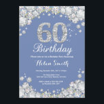 60th Birthday Blue and Silver Diamond Invitation<br><div class="desc">60th Birthday Invitation. Blue and Silver Rhinestone Diamond. Elegant Birthday Bash invite. Adult Birthday. Women Birthday. Men Birthday. For further customisation,  please click the "Customise it" button and use our design tool to modify this template.</div>