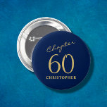 60th Birthday Blue Gold 6 Cm Round Badge<br><div class="desc">Add a touch of sparkle to your loved one's 60th birthday celebration with these gorgeous Blue Gold button badge design. Perfect for that finishing touch to a party.</div>
