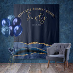 60th Birthday Blue Gold Agate Photo Backdrop Tapestry<br><div class="desc">In today's world, no celebration is complete without a photo backdrop, especially a 60th birthday celebration. Make your loved one's day unforgettable by surprising them with a beautiful agate geode slice design backdrop with the message “Happy 60th Birthday”. You can even customise it with your own message, adding a touch...</div>