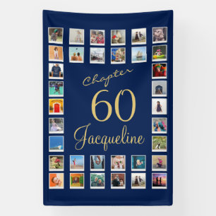 60th Birthday Blue Gold Banner