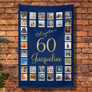 60th Birthday Blue Gold Banner