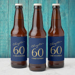 60th Birthday Blue Gold Beer Bottle Label<br><div class="desc">Add a touch of sparkle to your loved one's 60th birthday celebration with these gorgeous Blue Gold beer bottle labels. Perfect for that finishing touch to a party.</div>