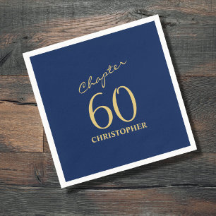 60th Birthday Blue Gold Napkin