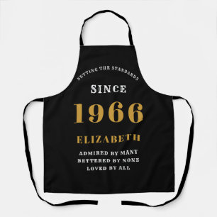 60th Birthday Born 1961 Black Gold Lady's Apron