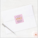 60th Birthday Born 1963 Add Name Pink Gray Square Sticker<br><div class="desc">Personalized Birthday add your name and year sticker. Edit the name and year with the template provided. A wonderful custom birthday party accessory. More gifts and party supplies available with the "setting standards" design in the store.</div>