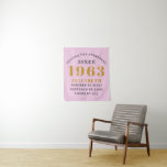 60th Birthday Born 1963 Add Name Pink Grey Tapestry<br><div class="desc">Personalised Birthday add your name and year tapestry. Edit the name and year with the template provided. A wonderful custom birthday party accessory. More gifts and party supplies available with the "setting standards" design in the store.</div>