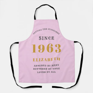60th Birthday Born 1965 Pink Grey Lady's Apron
