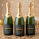 60th Birthday Born 1966 Add Name Black Gold Sparkling Wine Label<br><div class="desc">Personalized Birthday add your name and year beer label. Edit the name and year with the template provided. A wonderful custom birthday party accessory. More gifts and party supplies available with the "setting standards" design in the store.</div>