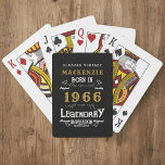 60th Birthday Born 1966 Legend Black Gold Playing Cards<br><div class="desc">Vintage design 60th birthday born 1966 "Original Quality Legendary Inspiration" playing cards. Add the name and year as desired in the template fields creating a unique birthday celebration item. Team this up with the matching gifts,  party accessories,  and clothing available in our store www.zazzle.com/store/thecelebrationstore</div>