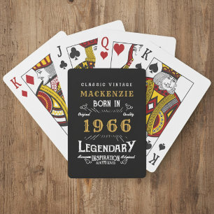 60th Birthday Born 1966 Legend Black Gold Playing Cards
