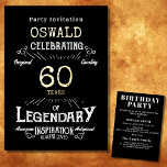 60th Birthday Born Legendary Black Gold Retro<br><div class="desc">For those celebrating their 60th birthday we have the ideal birthday party invitation with a vintage feel. The black background with a gold foil vintage typography. The design is simple and yet elegant with a retro feel. Easily customise the text of this birthday invitation using the template provided. Part of...</div>