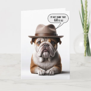 60th Birthday Bulldog With Fedora Card
