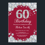 60th Birthday Burgundy Red and Silver Diamond Invitation<br><div class="desc">60th Birthday Invitation. Burgundy Red and Silver Rhinestone Diamond. Elegant Birthday Bash invite. Adult Birthday. Women Birthday. Men Birthday. For further customisation,  please click the "Customise it" button and use our design tool to modify this template.</div>