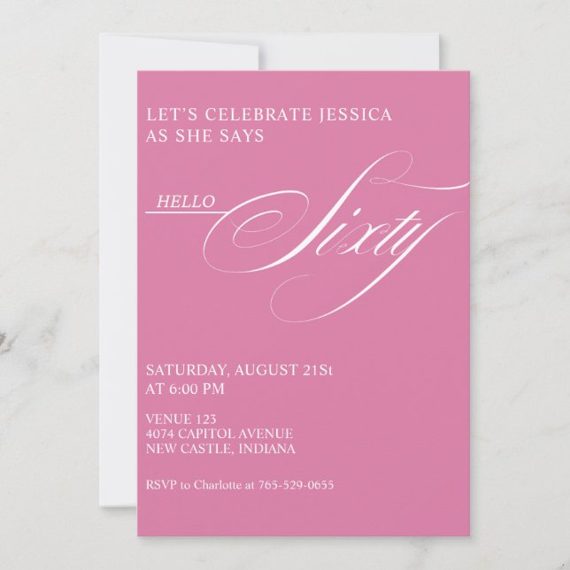 60th Birthday Caligraphy Modern Elegant Invitation (Front)