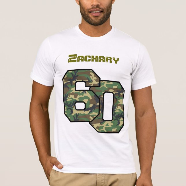 60th Birthday Camo One Year Custom Name V024 T-Shirt (Front)