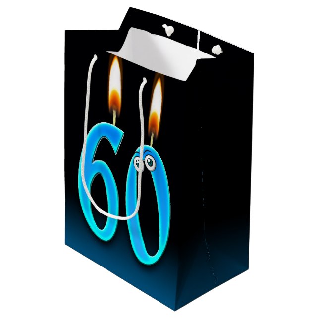 60th Birthday Candles Medium Gift Bag (Front Angled)