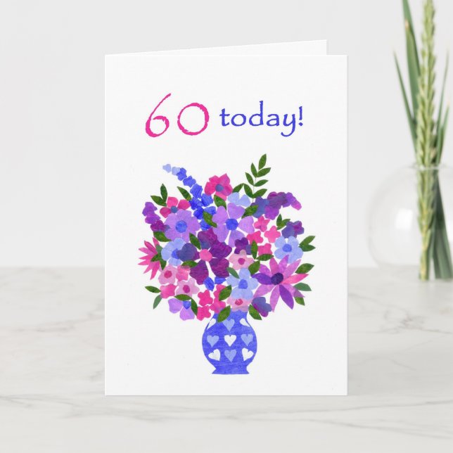 60th Birthday Card - Flower Power (Front)