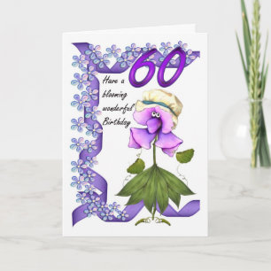 60th Birthday Card with Moonies cute bloomers,