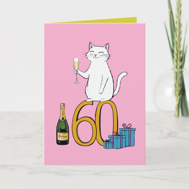 60th birthday cat celebration 60 years sixty thank you card (Front)