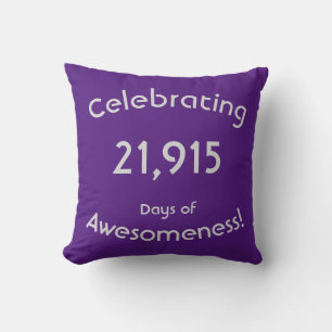 60th Birthday Celebrating 21,915 Days Awesomeness Cushion