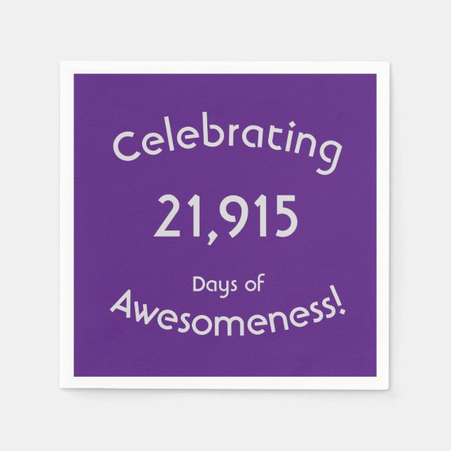 60th Birthday Celebrating 21,915 Days Awesomeness Napkin (Front)