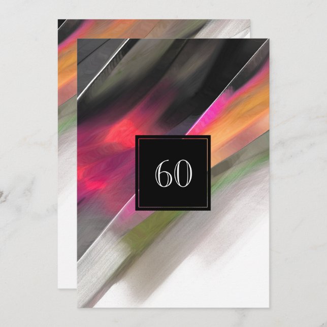 60th Birthday Celebration Abstract Painting Invitation (Front/Back)