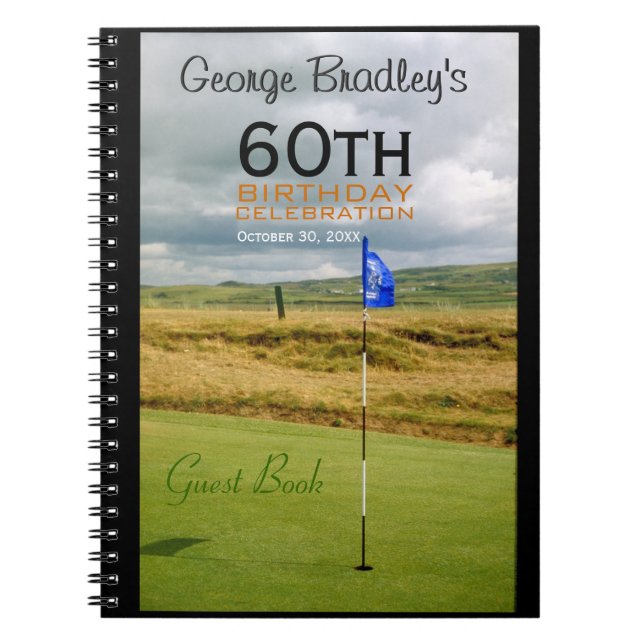 60th Birthday Celebration Golf Custom Guest Book (Front)