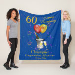 60th Birthday Champagne Blue Fleece Blanket<br><div class="desc">A stylish 60th Happy birthday age blanket. Features a champagne bucket glasses and balloons and confetti all on a blue background with gold coloured text. Perfect as a gift to celebrate a 60th birthday, something that they can cherish and snuggle up with, Can be customise by amending the titles and...</div>